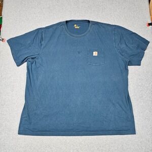 Carhartt T-Shirt Men's 4XL Blue Short Sleeve Original Fit Workwear Distressed